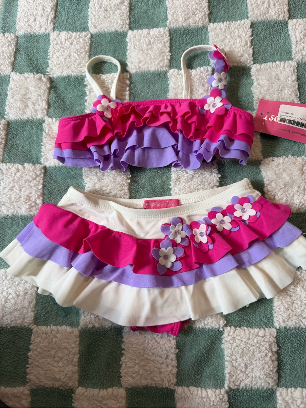 Isobella & Chloe Pink, Lavender & Cream Ruffle Two-Piece Swim Set
